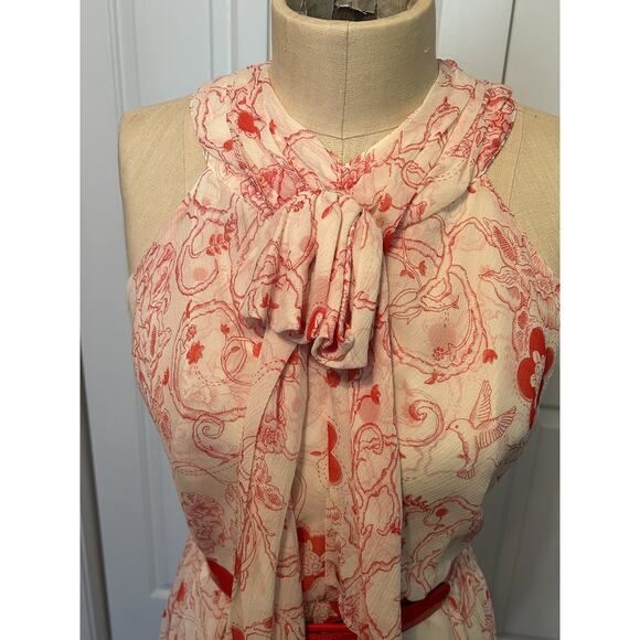 NWT Tibi Miss Priss Dress Womens Size 2 Pink Floral Chiffon Layered Belt $528 - Picture 3 of 9